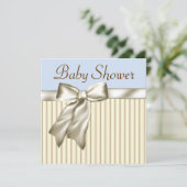 Beige Blue Brown Baby Dusche Einladungen (Stehend Vorderseite)