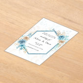 Beige blue Elegant Floral Wedding Acryleinladungen (Ablage )