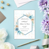 Beige blue Elegant Floral Wedding Acryleinladungen (In Situ (Hochzeit))