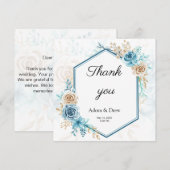 Beige blue Elegant Floral Wedding Dankeskarte (Vorne/Hinten)