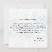 Beige blue Elegant Floral Wedding Dankeskarte (Rückseite)