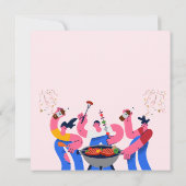 Beige Blue GRILLEN Save the Date Flat Card (Rückseite)