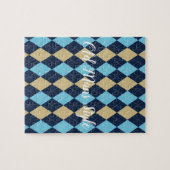 Beige Blue Kariert Jigsaw Puzzle Daisy (Horizontal)