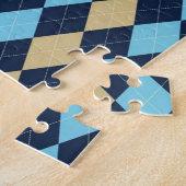 Beige Blue Kariert Jigsaw Puzzle Daisy (Seite)