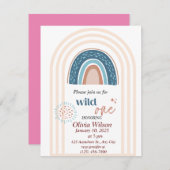 Beige Blue Simple Boho Rainbow Baby Dusche Einladung (Vorne/Hinten)
