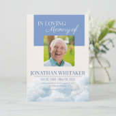 Beige & Blue Sky Funeral Invitation Template Einladung (Stehend Vorderseite)