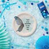 Beige Blue Vintag Butterfly 7" Rundpapier-Platte Pappteller (Party)
