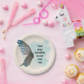 Beige Blue Vintag Butterfly 7" Rundpapier-Platte Pappteller (Party)