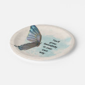 Beige Blue Vintag Butterfly 7" Rundpapier-Platte Pappteller (Schrägansicht)