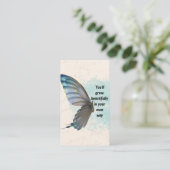 Beige Blue Vintag Butterfly Business Card Visitenkarte (Stehend Vorderseite)