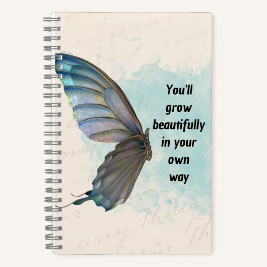 Beige Blue Vintag Butterfly Spiral Notebook Notizblock (Vorderseite)