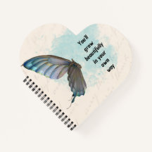 Beige Blue Vintag Butterfly Spiral Notebook