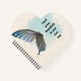 Beige Blue Vintag Butterfly Spiral Notebook Notizblock