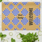 Beige Blue White Checked Geschirrtuch (Gefaltet)