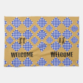 Beige Blue White Checked Geschirrtuch (Horizontal)