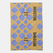 Beige Blue White Checked Geschirrtuch (Vertikal)