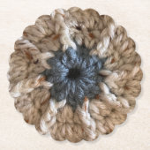 Beige Blue Yarn Foto Knitting Party Crochet Untersetzer (Vorderseite)