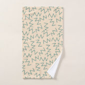 Beige Blue Zig Zag Muster Badhandtuch Set (Handtuch)