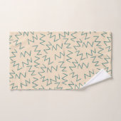 Beige Blue Zig Zag Muster Badhandtuch Set (Handtuch)