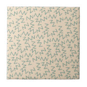 Beige Blue Zig Zag Muster Fliese (Vorderseite)