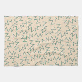 Beige Blue Zig Zag Muster Geschirrtuch (Horizontal)