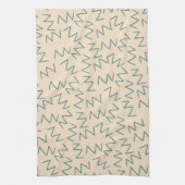 Beige Blue Zig Zag Muster Geschirrtuch (Vertikal)