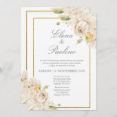 Beige Blume Elegante Hochzeit Einladung auf Spanis (Vorne/Hinten)