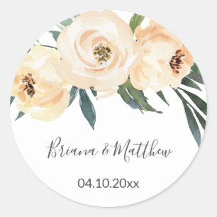 Beige Blume Gastgeschenke Hochzeiten Runder Aufkleber