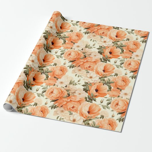 Beige Blume Geschenkpapier (Ungerollt)