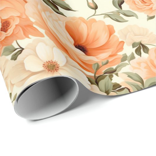 Beige Blume Geschenkpapier (Rolleneckpunkt)