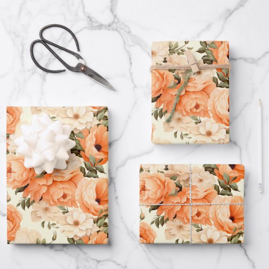 Beige Blume Geschenkpapier Set (Vorderseite)