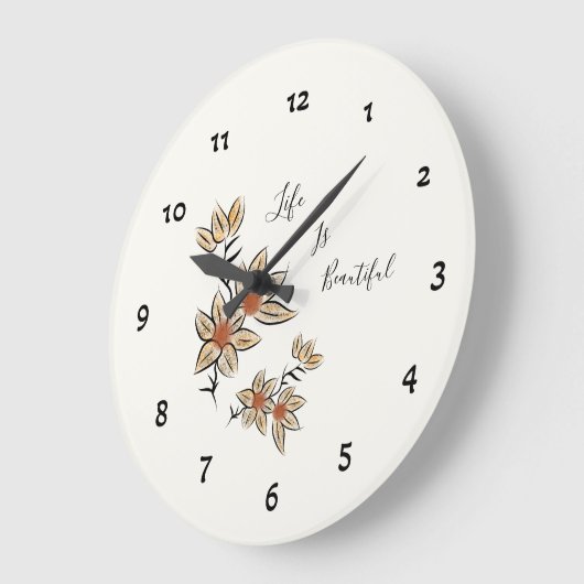 Beige Blume Große Wanduhr (Winkel)