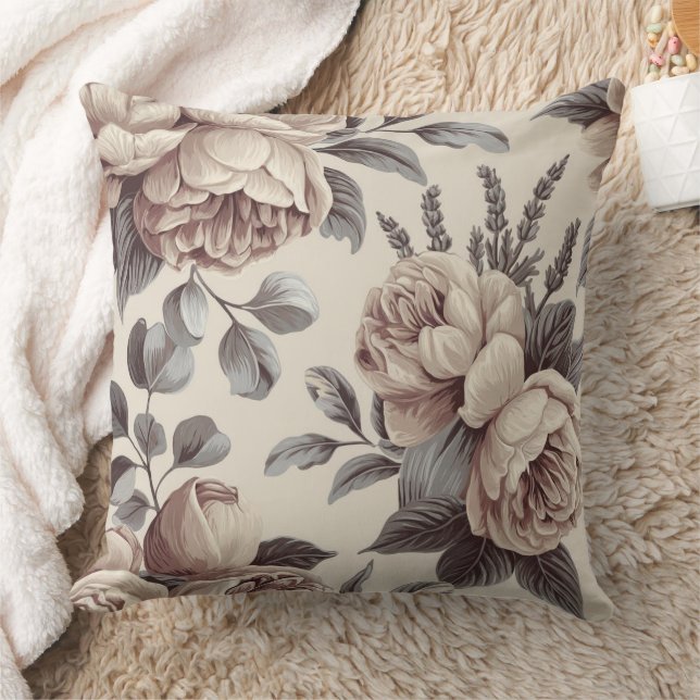 Beige Blume Kissen (Decke)