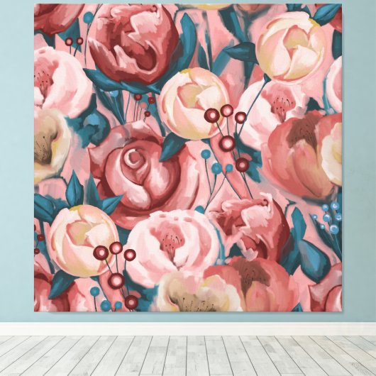 Beige Blume Leinwanddruck (Insitu (Holzboden))