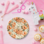 Beige Blume Pappteller (Party)