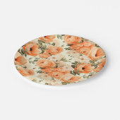 Beige Blume Pappteller (Schrägansicht)