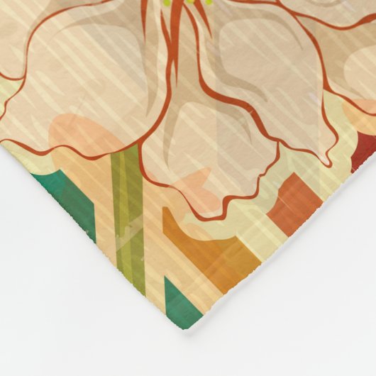 Beige Blume und bunte Streifen Fleecedecke (Ecke)