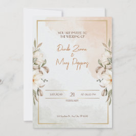 Beige Blume Watercolor Einladung