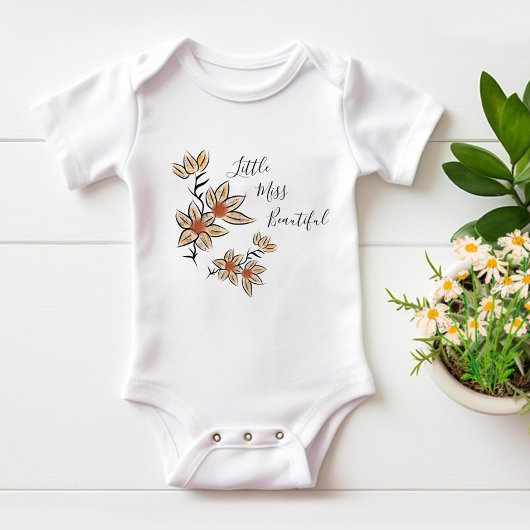 Beige Blumen Baby Strampler