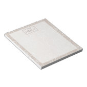 Beige Blumen Linienkunst, Individuelles Monogramm Notizblock (angewinkelt)