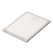 Beige Blumen Linienkunst, Individuelles Monogramm Notizblock (Rotiert)