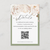 Beige Blumengarten Hochzeit QR Code Detail Karte (Vorderseite)
