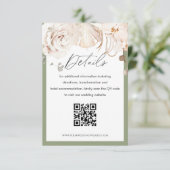 Beige Blumengarten Hochzeit QR Code Detail Karte (Stehend Vorderseite)