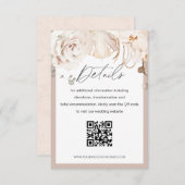 Beige Blumengarten Hochzeit QR Code Detail Karte (Vorne/Hinten)