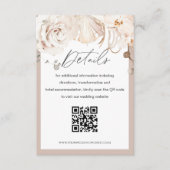 Beige Blumengarten Hochzeit QR Code Detail Karte (Vorderseite)