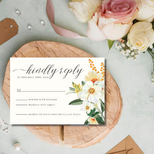 Beige Blumengarten Wildblume Hochzeit RSVP Karte