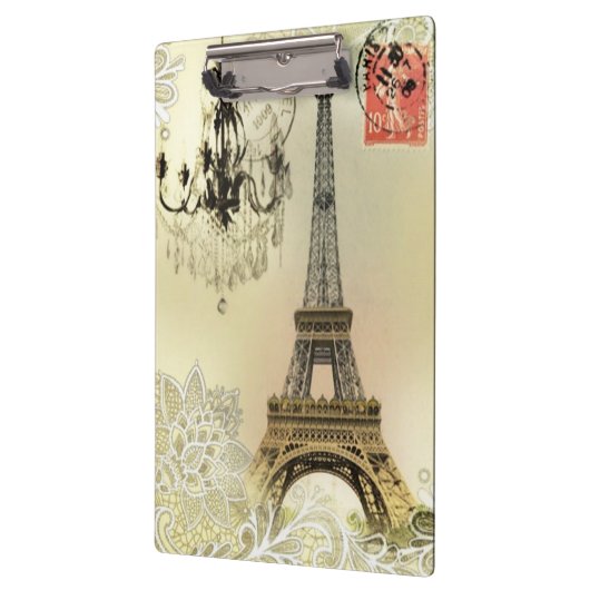 Beige, blumengeschmückte Kronleuchter, eiffener Tu Klemmbrett (Links)