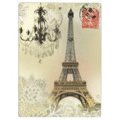 Beige, blumengeschmückte Kronleuchter, eiffener Tu Klemmbrett (Rückseite)