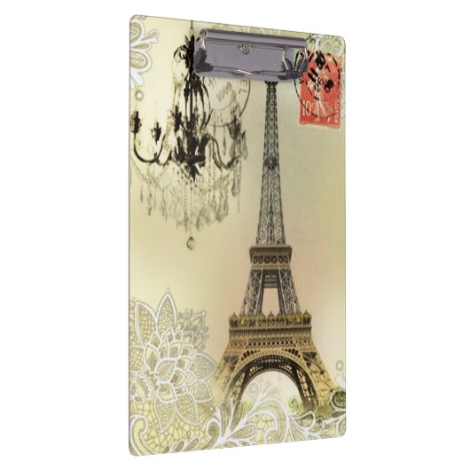 Beige, blumengeschmückte Kronleuchter, eiffener Tu Klemmbrett (Rechts)