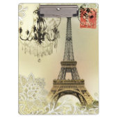 Beige, blumengeschmückte Kronleuchter, eiffener Tu Klemmbrett (Vorderseite)